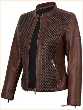 Lambskin Leather Cafe Racer Jacket Slim Fit Band Collar Zipper Pockets